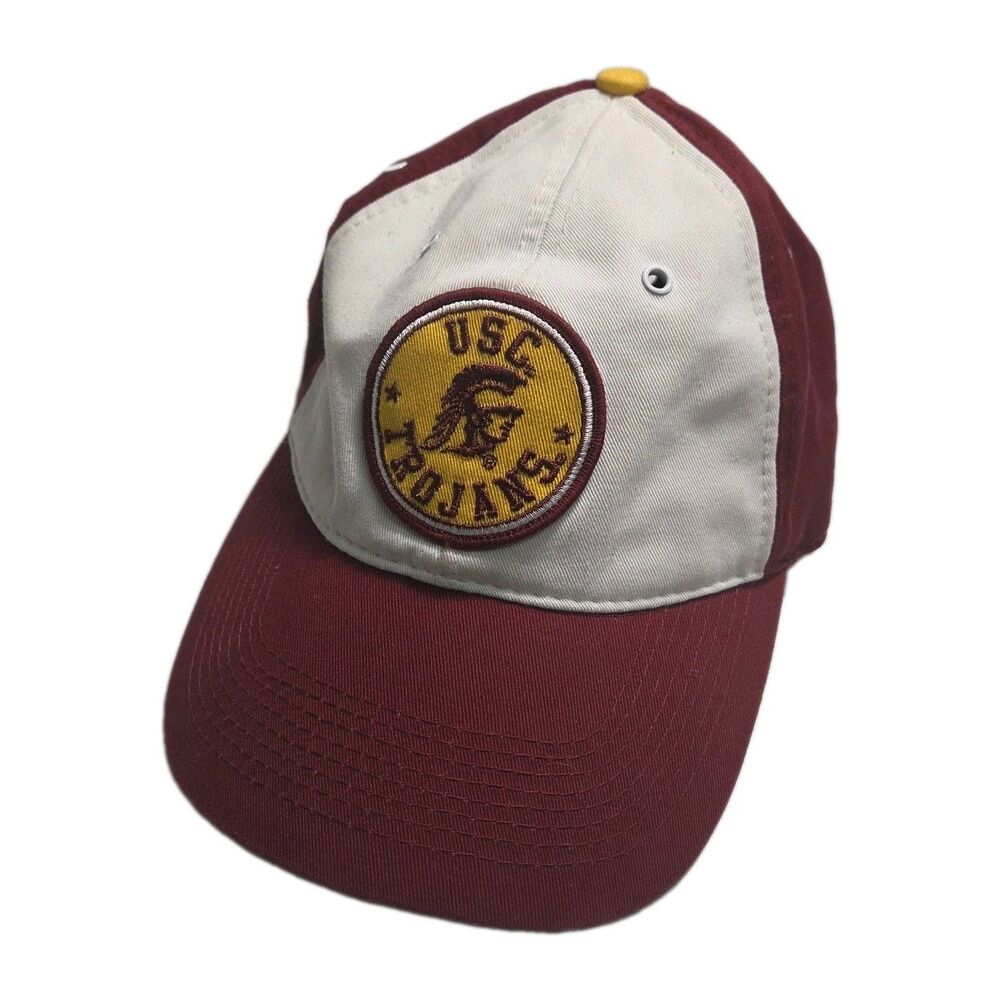 Vintage USC Trojans Hat Cap Drew Pearson Signature Series Cardinal White